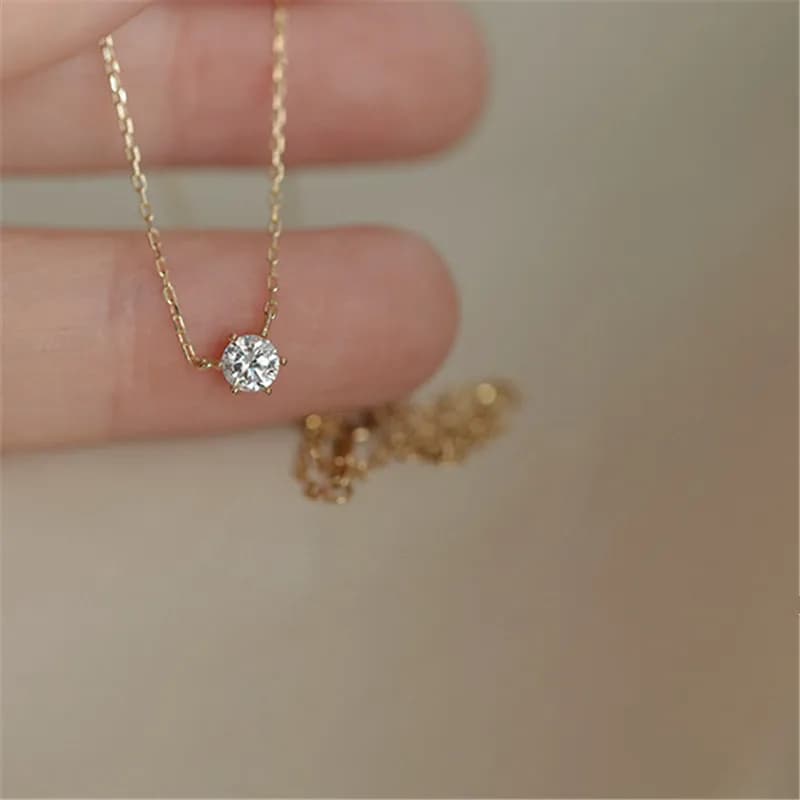 Collier en argent Sterling 925 plaqué or 14 carats, chaîne de clavicule polyvalente en Zircon scinti