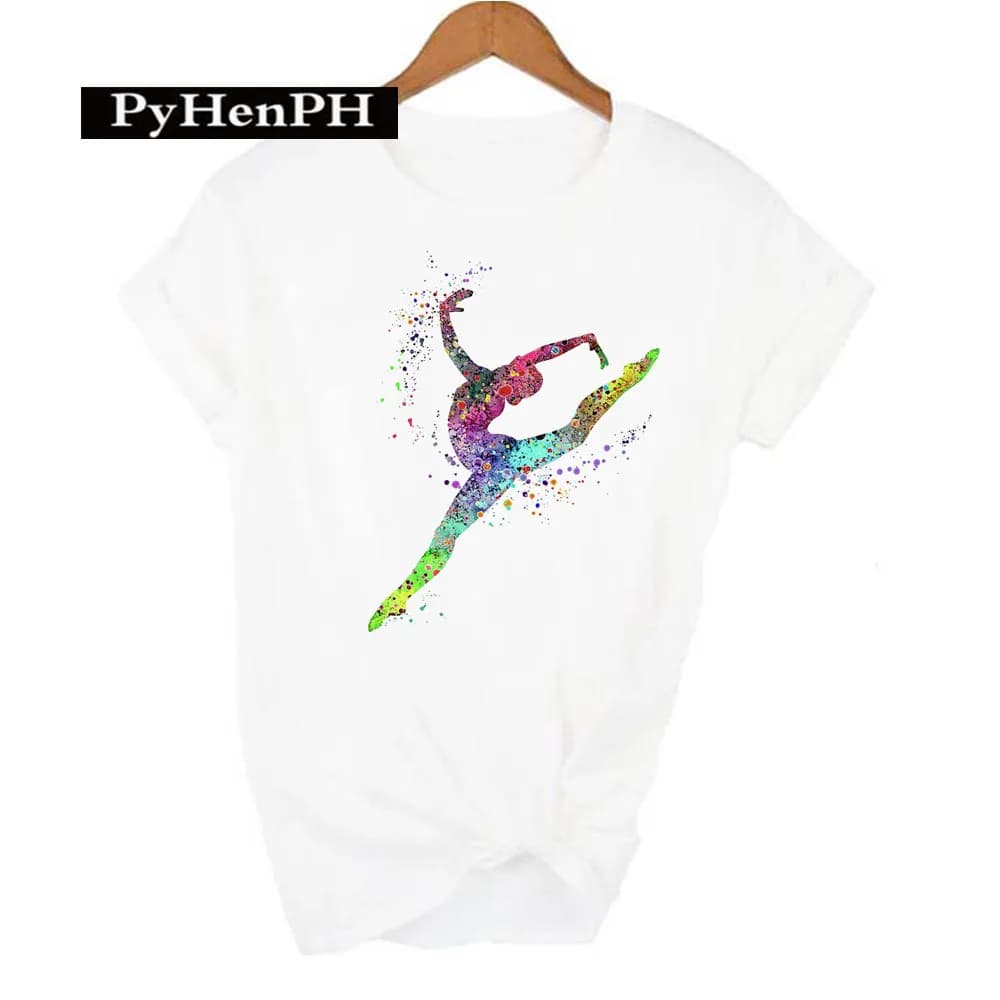 Gymnasta danseur T-shirt mode gymnaste artistique gymnastique imprimé T-shirt pour femmes Parent-enf