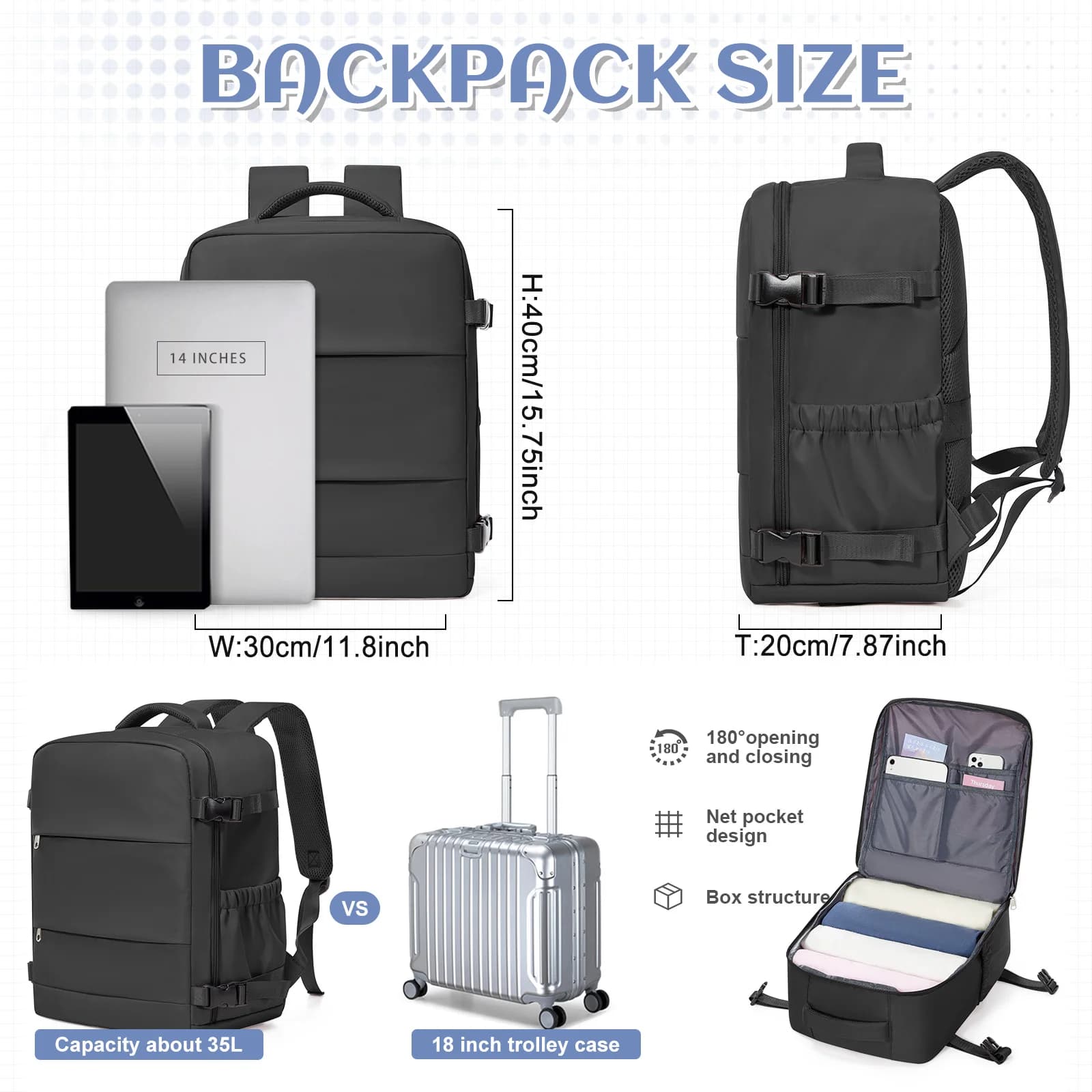 Sac de rangement pour vêtements, sac à dos de rangement pour articles personnels, sac à dos Ryanair 