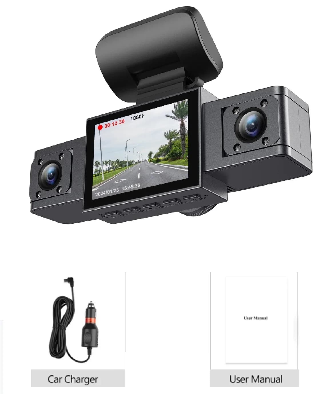 Framefox 3 canaux Dash Cam boîte noire 3 caméras enregistreur vidéo de voiture caméra de voiture à t