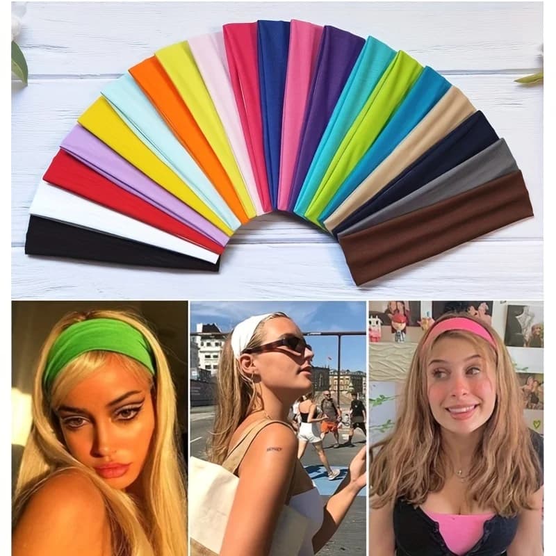 Bandeaux de sport élastiques couleur bonbon pour femmes, bandeaux extensibles, bandeaux anti-transpi