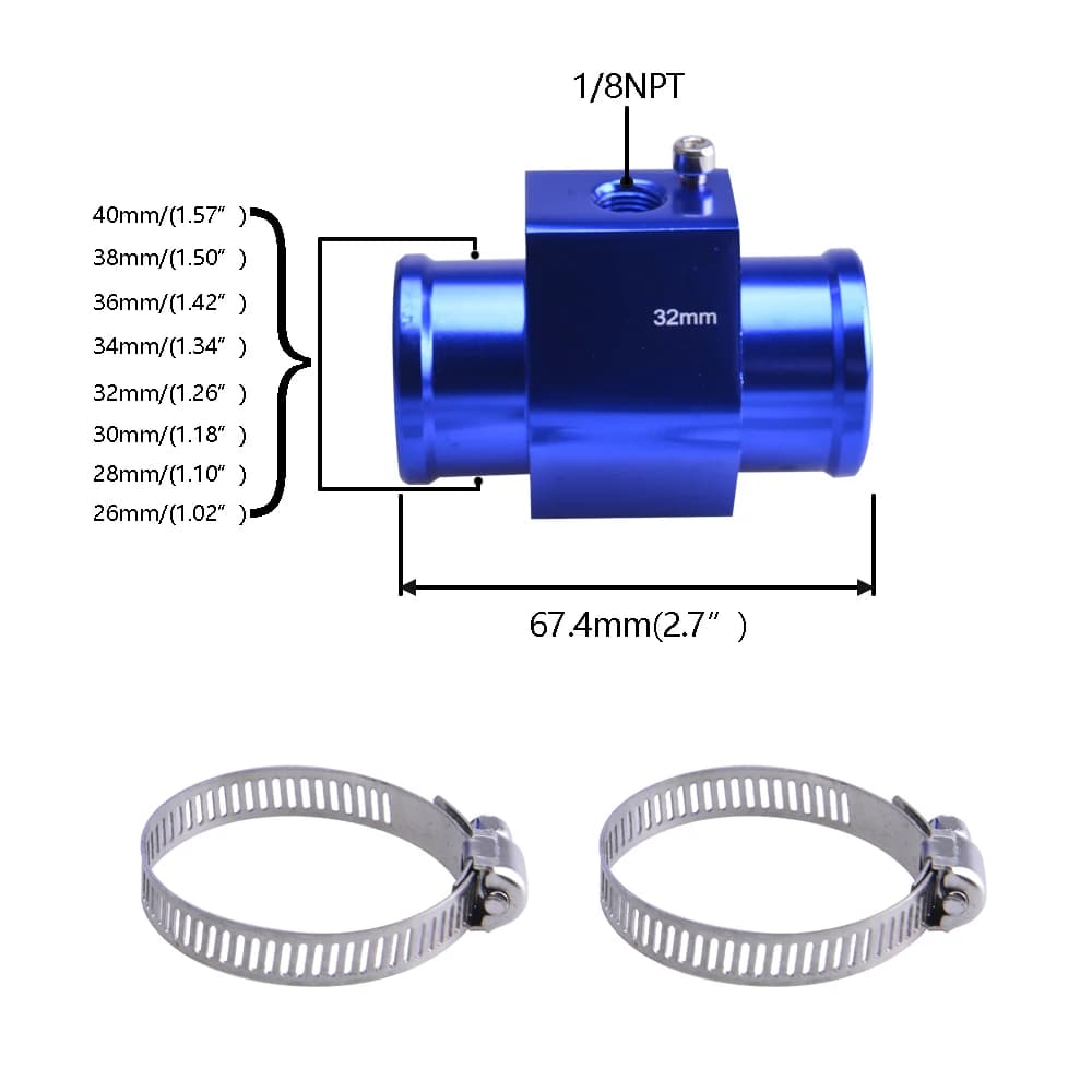 Jauge de température et de voltmètre LCD automatique 2 en 1 avec adaptateur de tuyau de Joint 1/8NPT