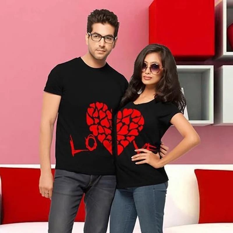 T-shirt col rond pour couple, estival et décontracté, avec impression du roi et de la reine, épissag