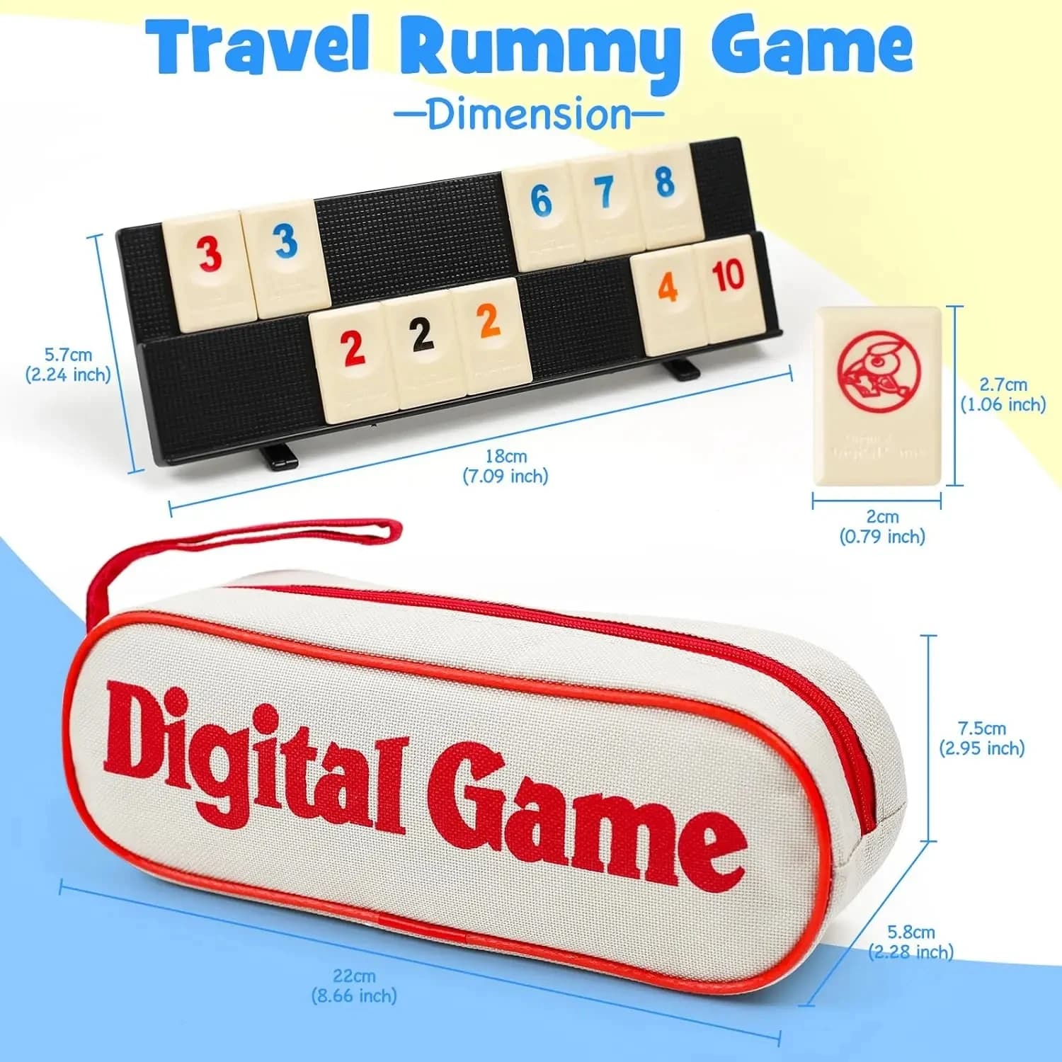 Jeu de cube Rummy avec 4 supports, ensemble de jeu de 106 cube Rummy avec étui portable, ensemble de