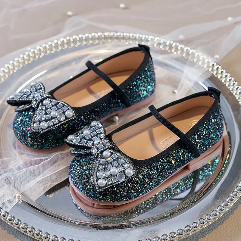 Mocassins enfant semelle souple danse fête princesse chaussures sirène violet paillettes Ballet chau