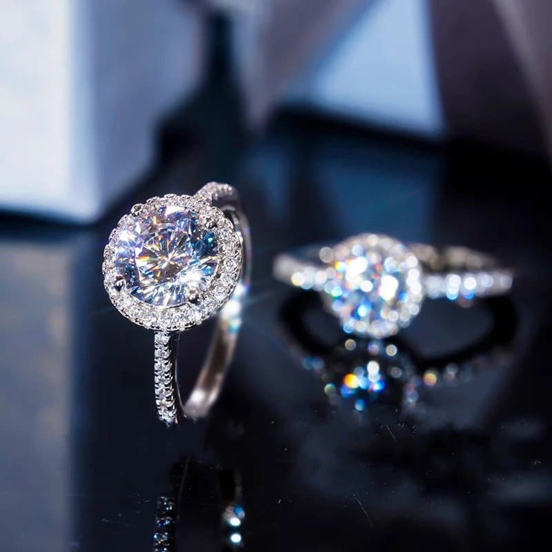 Bague Moissanite en argent Sterling 925 véritable pour femmes, bague brillante de couleur D avec pro