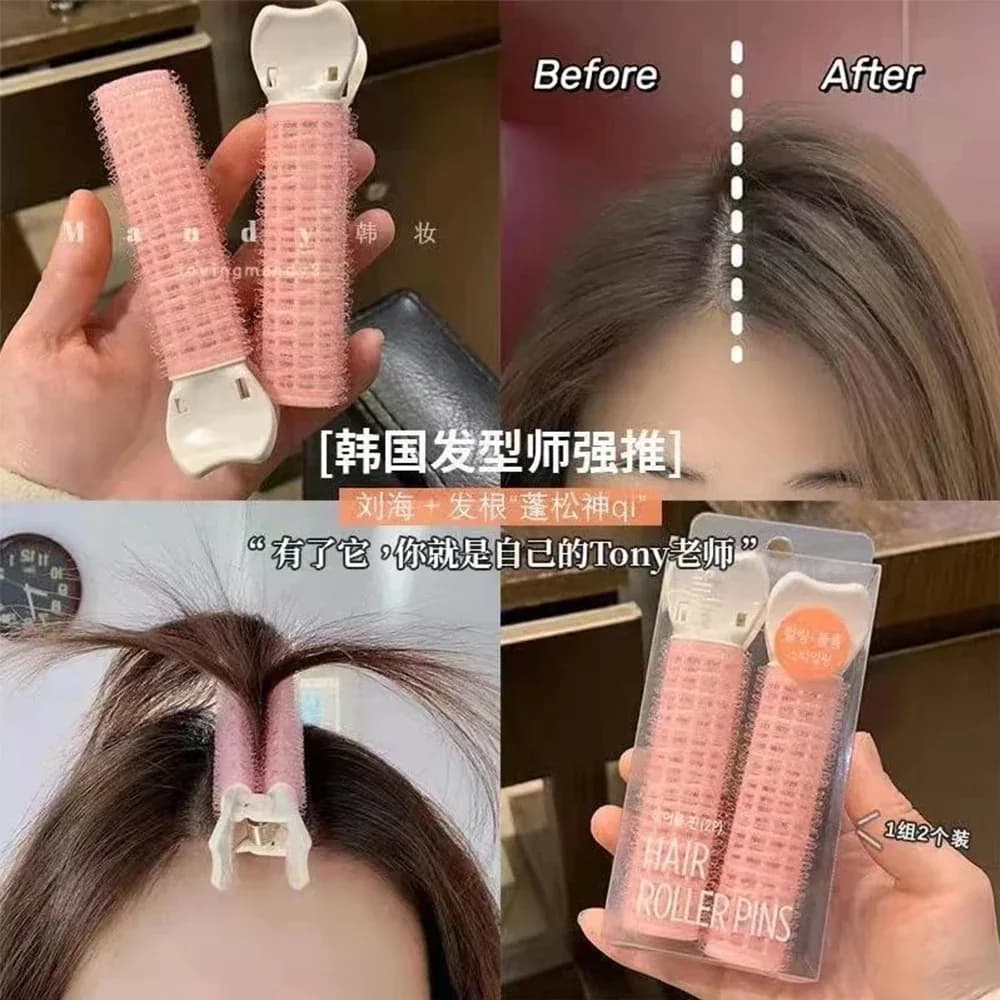 2 pièces frange racine de cheveux pinces à cheveux moelleuses cheveux paresseux haut style curling b