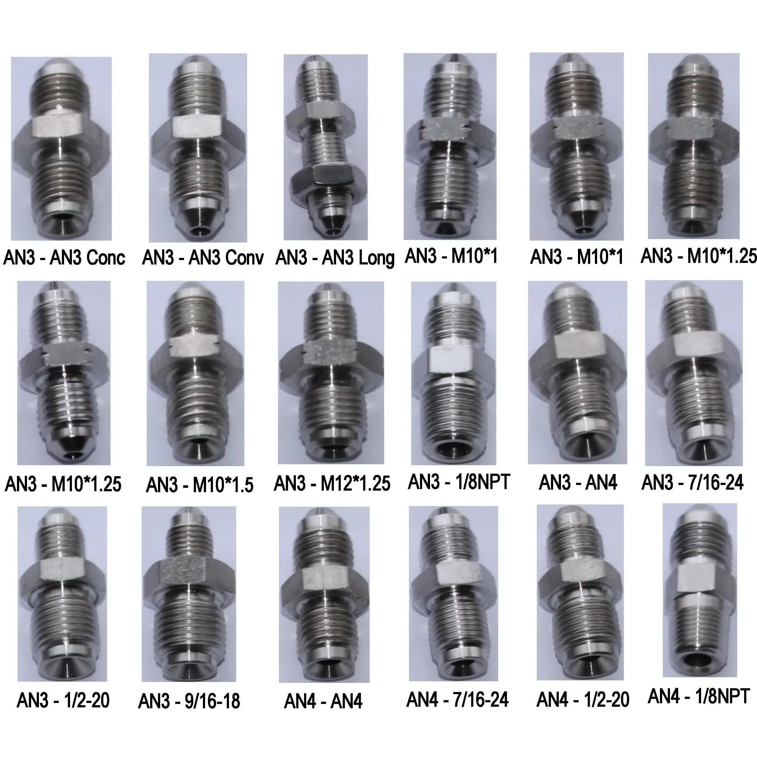 Adaptateur de frein en acier inoxydable Part-1 mâle AN3 AN4 vers M10, M12, AN5, AN6, 3/8-24, 7/16-20