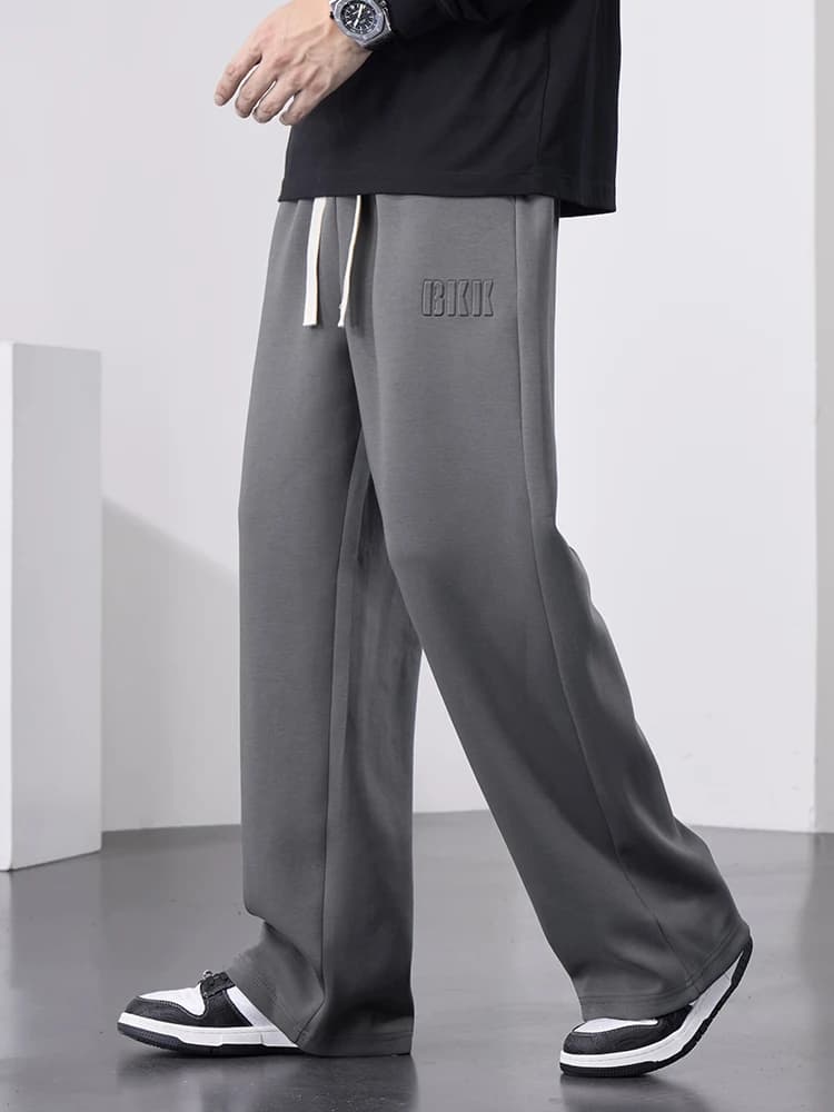 Pantalon de survêtement droit pour hommes, jambes larges, en coton, avec cordon de serrage, pantalon