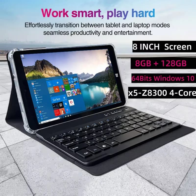 Tablettes Windows 10 8 pouces, 8 Go de RAM, 128 Go de ROM, processeur Intel Atom x5-Z8300 quad-core 