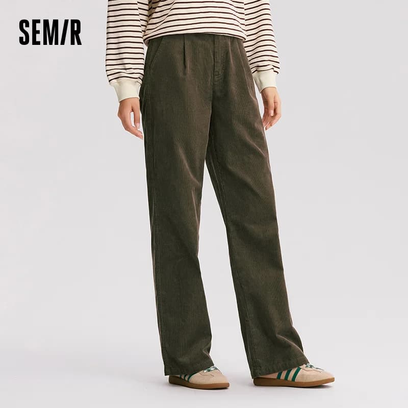 Semir pantalons décontractés femmes velours côtelé coton pantalon à jambes larges 2025 nouveau hiver