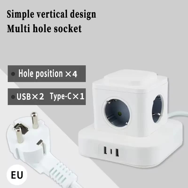 Tour 12 voies prises prise multiprise verticale 1.8m rallonge prise ue avec 4 USB interrupteur de pr