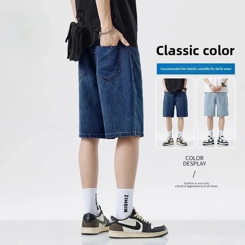 2025 été classique Shorts jean hommes Denim pantalon droit Stretch décontracté Cool mince genou long