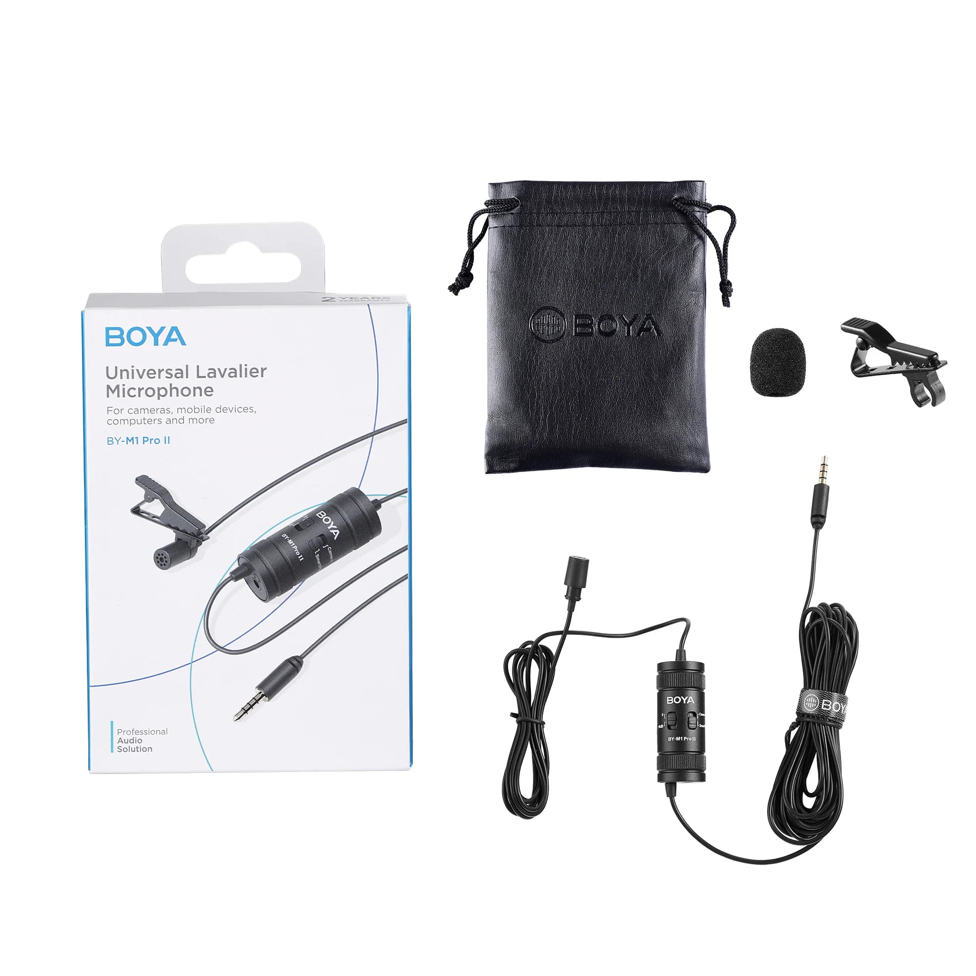 BOYA BY-M1 PRO II 3.5mm Lavalier Revers Microphone pour Téléphone Portable PC Ordinateur Portable Ca