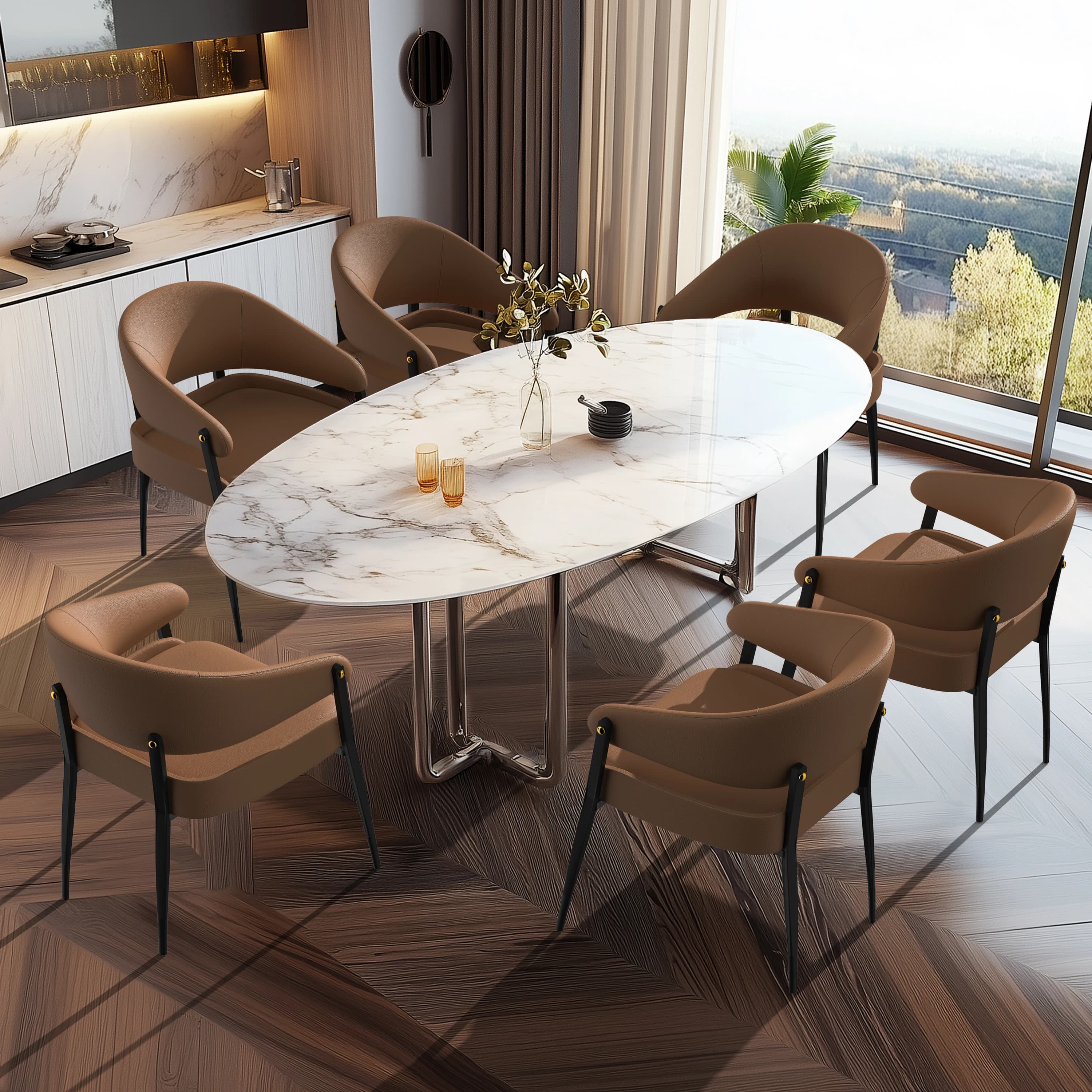 Lot de 2 chaises de salle à manger en cuir microcarence, siège de luxe pour restaurant, hôtel et bur