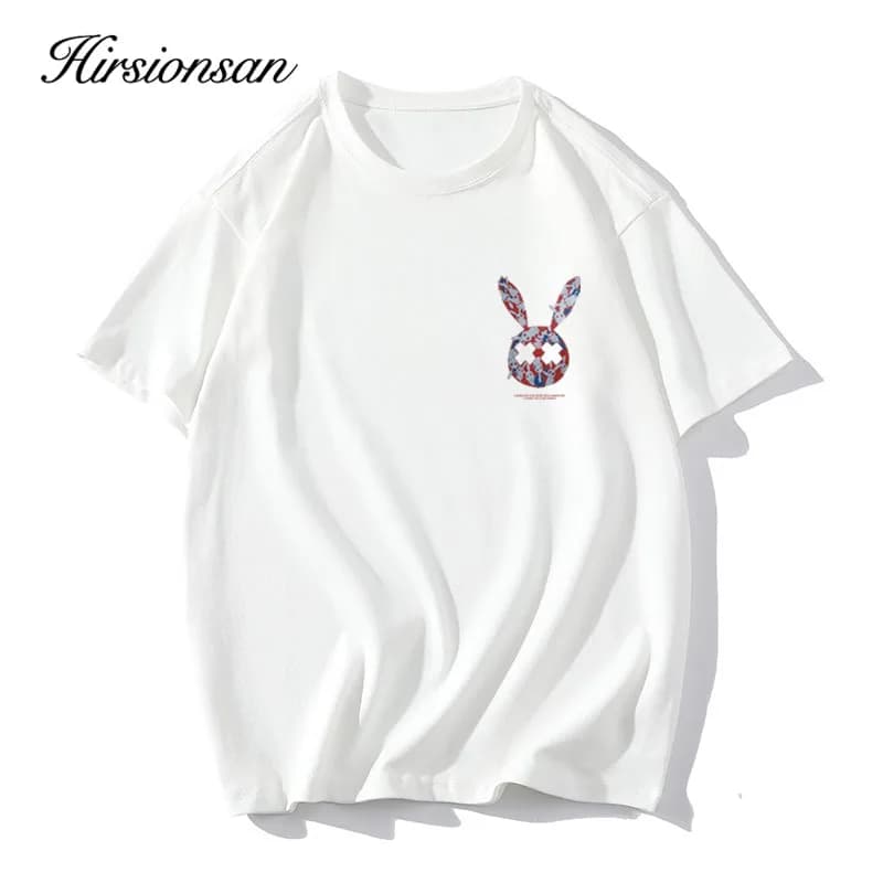 Hirsionsan-T-shirt imprimé Kawaii pour femme, 100% coton, col rond, vintage, basique, décontracté, c