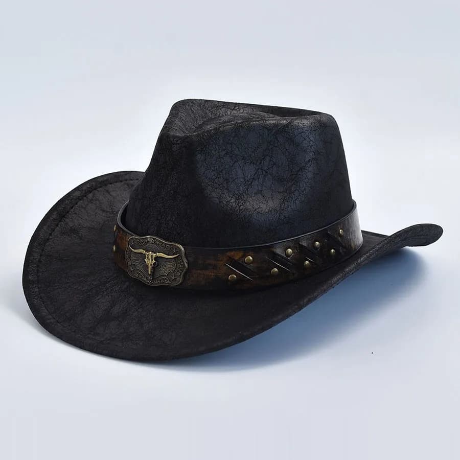 Chapeaux de Cowboy Western pour Hommes et Femmes, Faux Cuir, Vintage, Gentleman, Jazz, Sombrero Zone