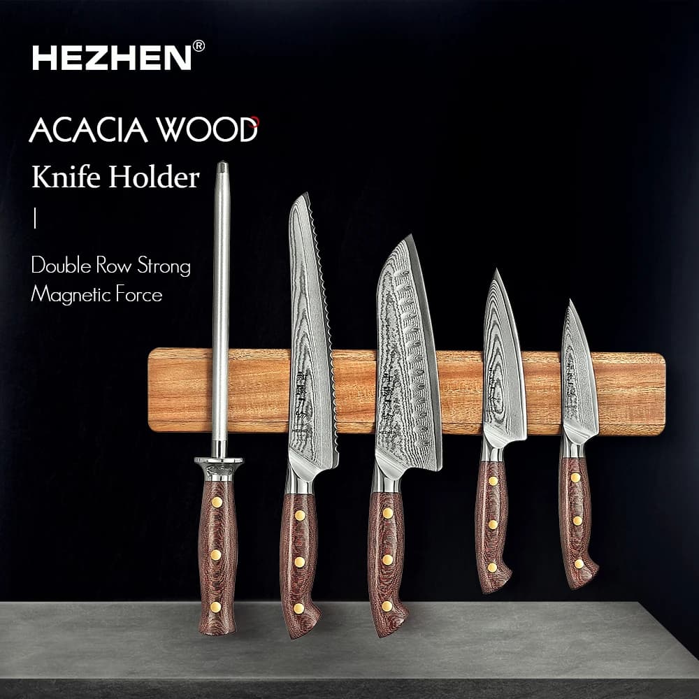 Hezhen porte-couteau magnétique 400mm accessoires de cuisine couteaux en bois outils de rangement bo