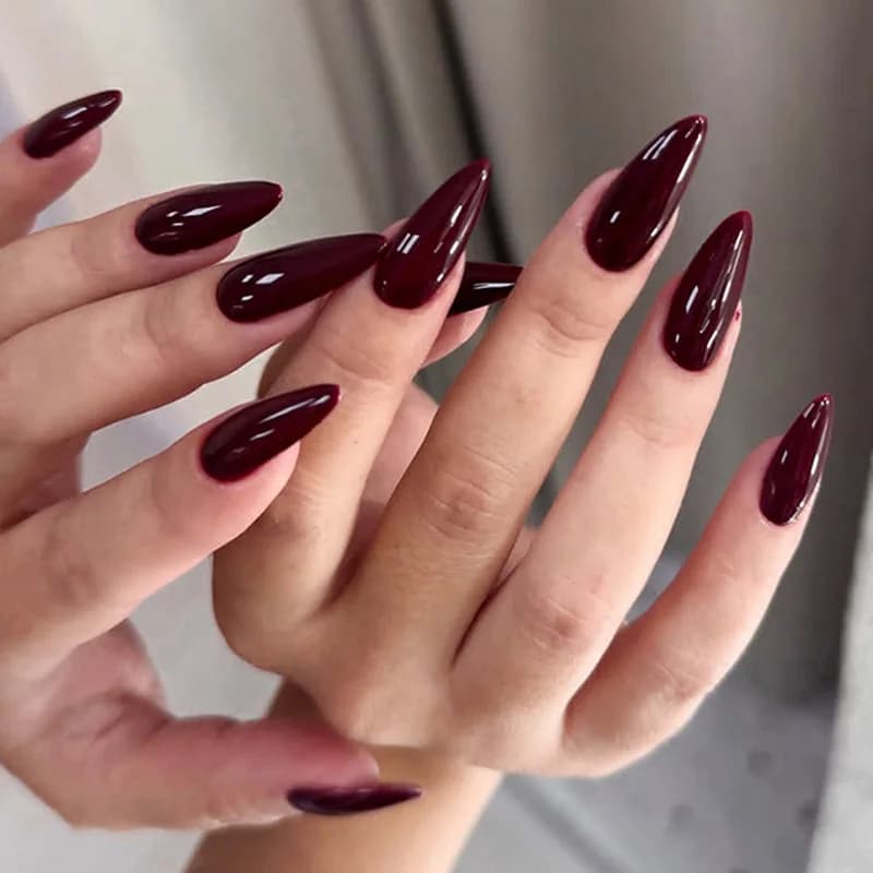Faux ongles en forme de cercueil, dégradé rouge et noir, longueur moyenne, avec onglets collants, po