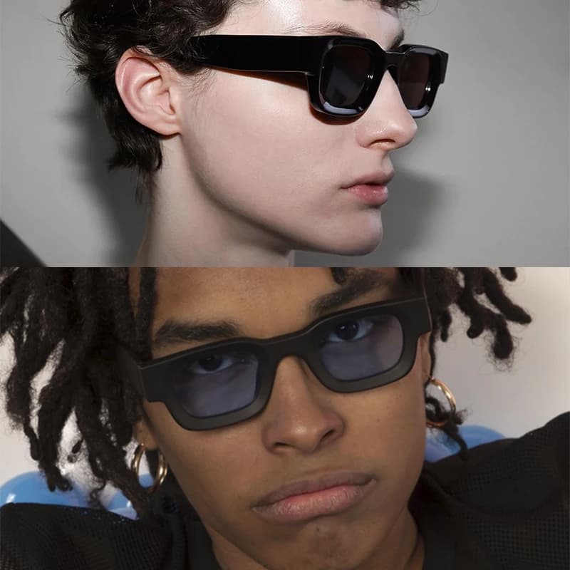 Rhevis marque Design fait à la main acétate épais Rectangle lunettes de soleil pour hommes gros carr