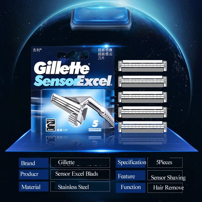 Gillette Sensor Excel lame de rasoir pour hommes remplacer les têtes rasage de barbe lames de rasoir