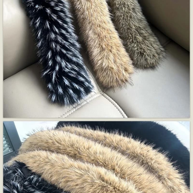 Manteau d'hiver à capuche avec bordure en fausse fourrure, col en fourrure pelucheuse, col en fourru