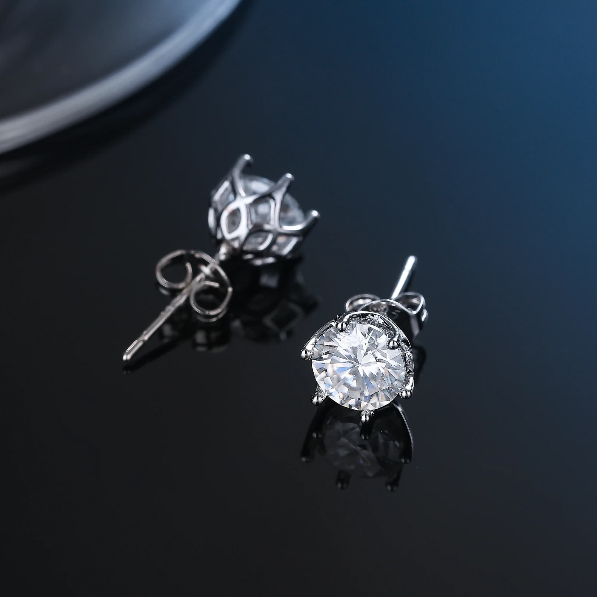 Boucles d'oreilles Moissanite en argent Sterling 100% véritable, avec 2 certificats D VVS1, stylo de