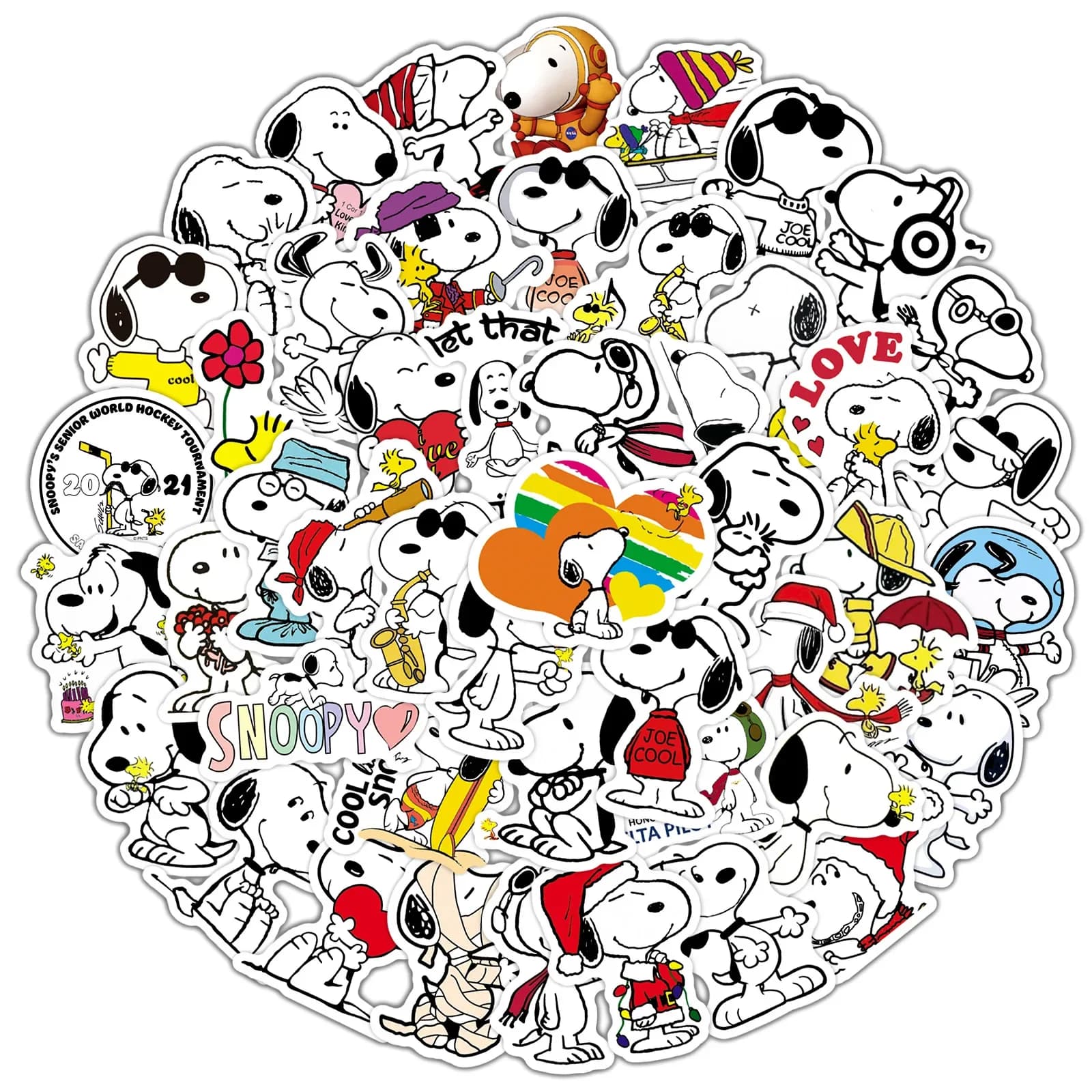 50 pièces dessin animé SnoopyDog autocollants pour enfants ordinateur portable planche à roulettes G