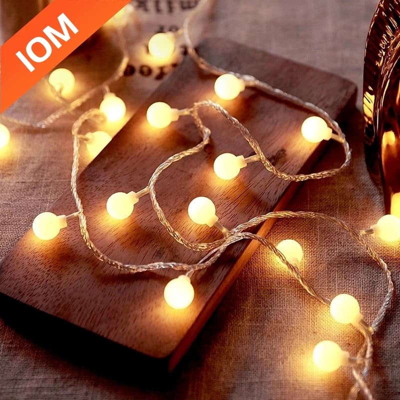 Guirxiété lumineuse boule LED alimentée par batterie USB, lampe d'extérieur, lumières dégradées, déc