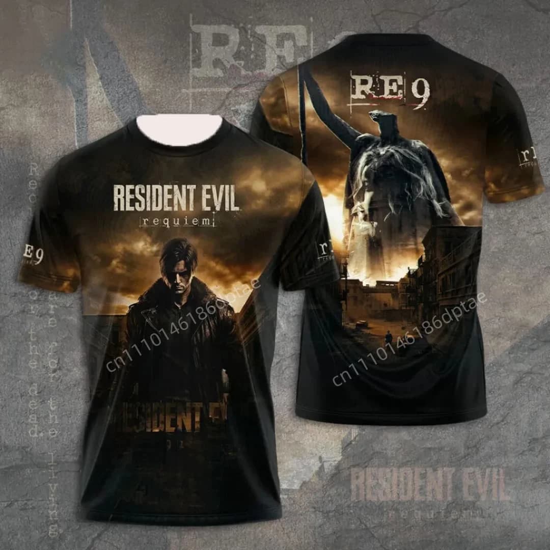 T-shirt graphique Resident Evil 9 Requiem Leon Kennedy pour hommes, vêtements imprimés en 3D pour fa