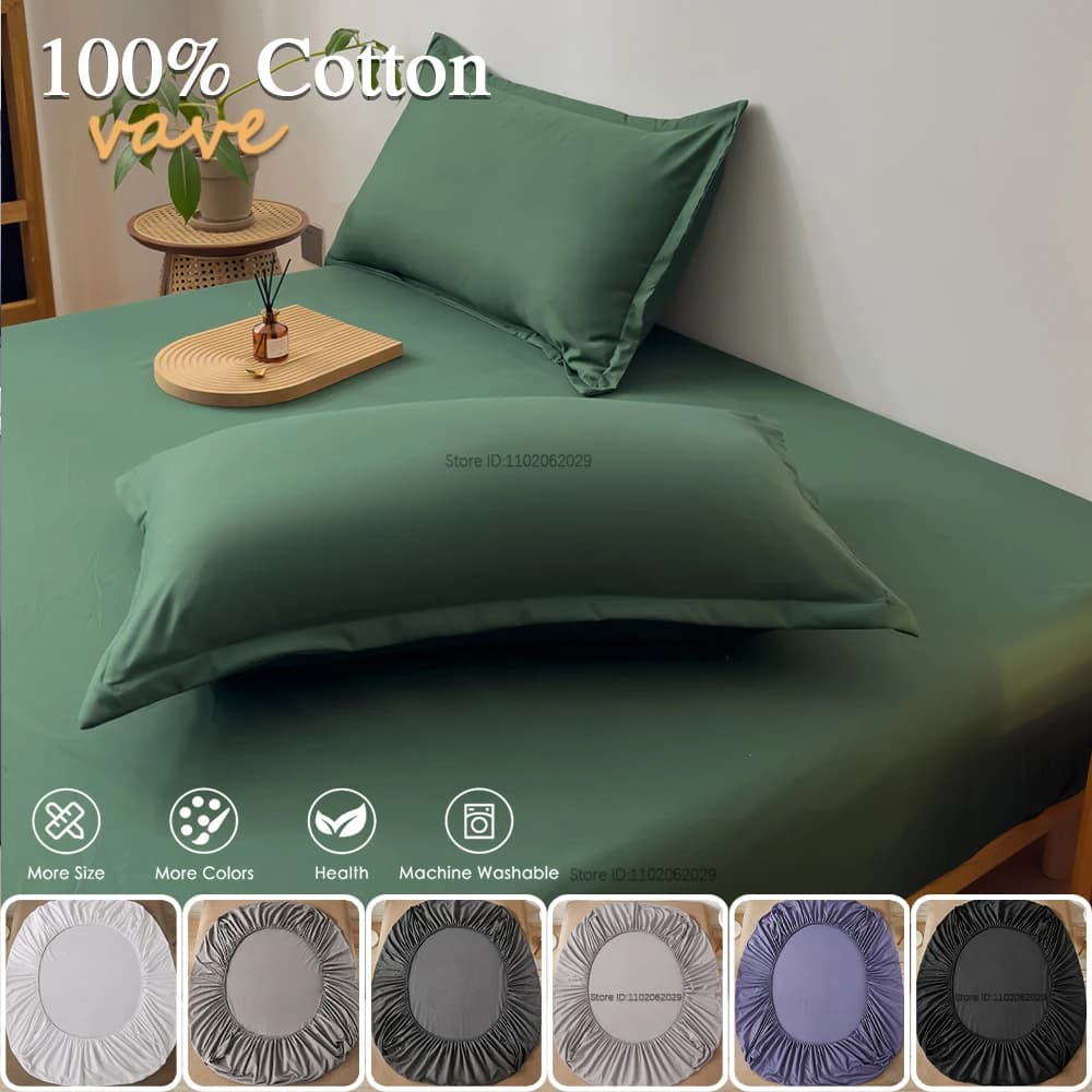 Drap-housse en coton 160x200 90x200cm, couleur unie, avec bande élastique, housse de matelas réglabl