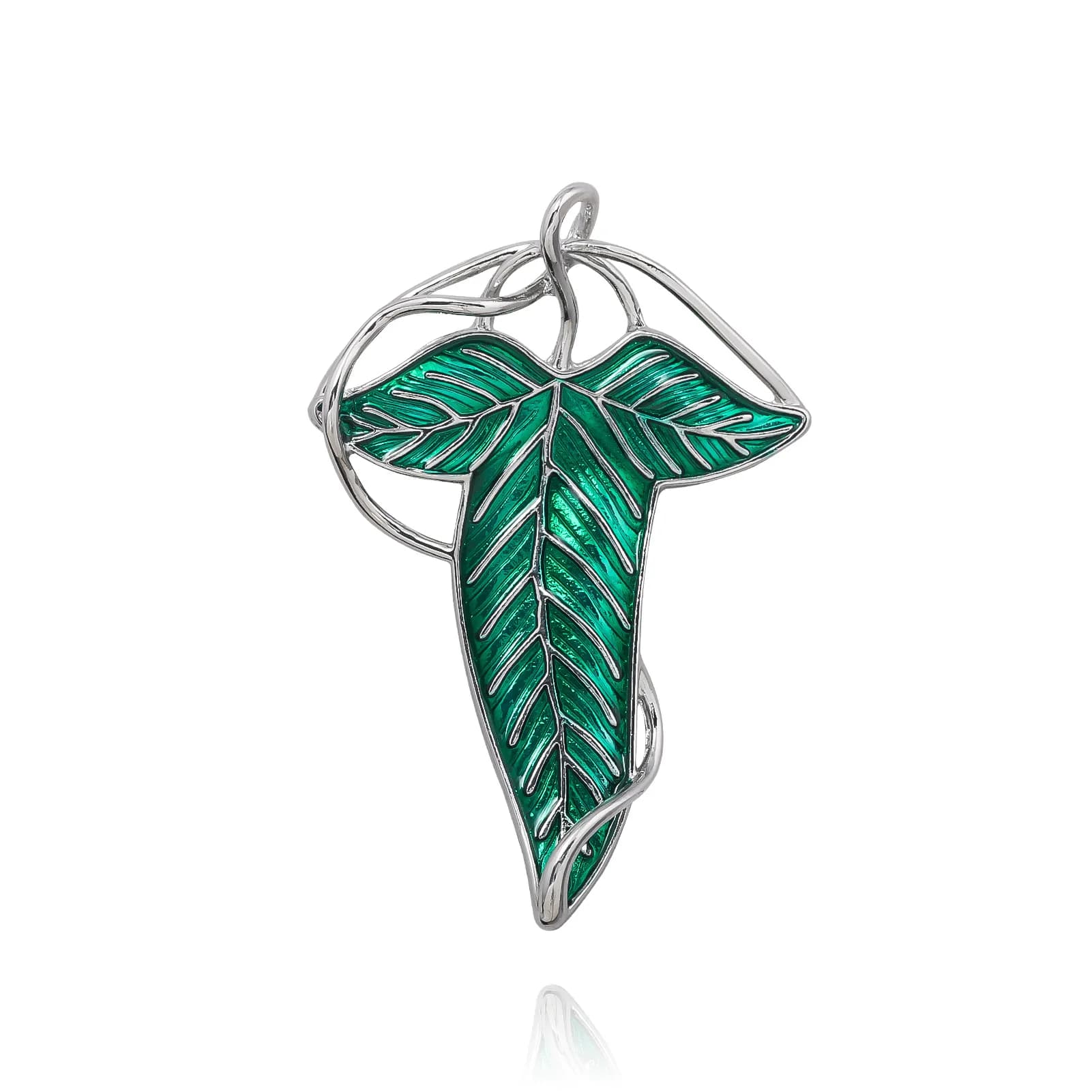 Broche elfe feuilles vertes de Lorien, Tolkien Galadriel Legolas Frodo Baggins Aragorn arbre émail B