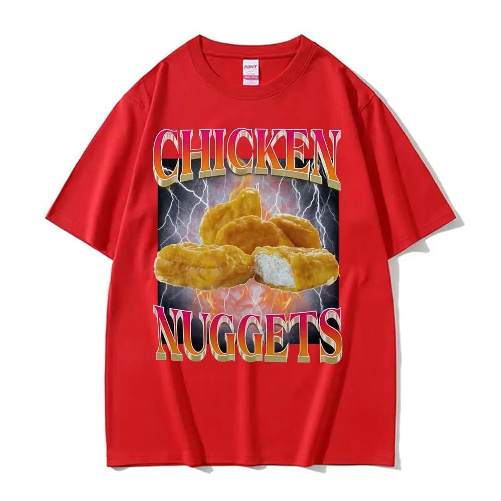 Drôle pépites de poulet Style Vintage Meme graphique T-shirt hommes femmes Hip Hop gothique surdimen
