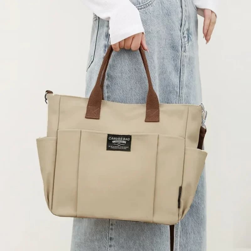 Sac à main en toile pour femmes, sac Simple pour étudiant, grande capacité, épaule horizontale incli