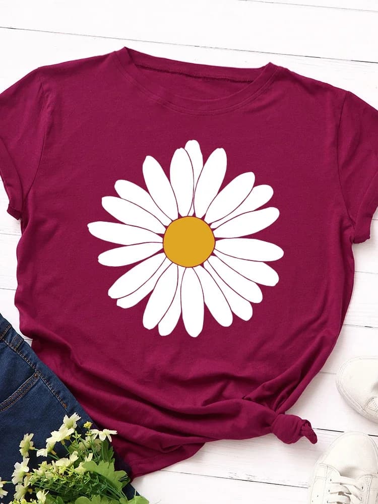 Blooming Destroy AndrPrint T-shirt à manches courtes pour femme, t-shirt à col rond pour femme, t-sh