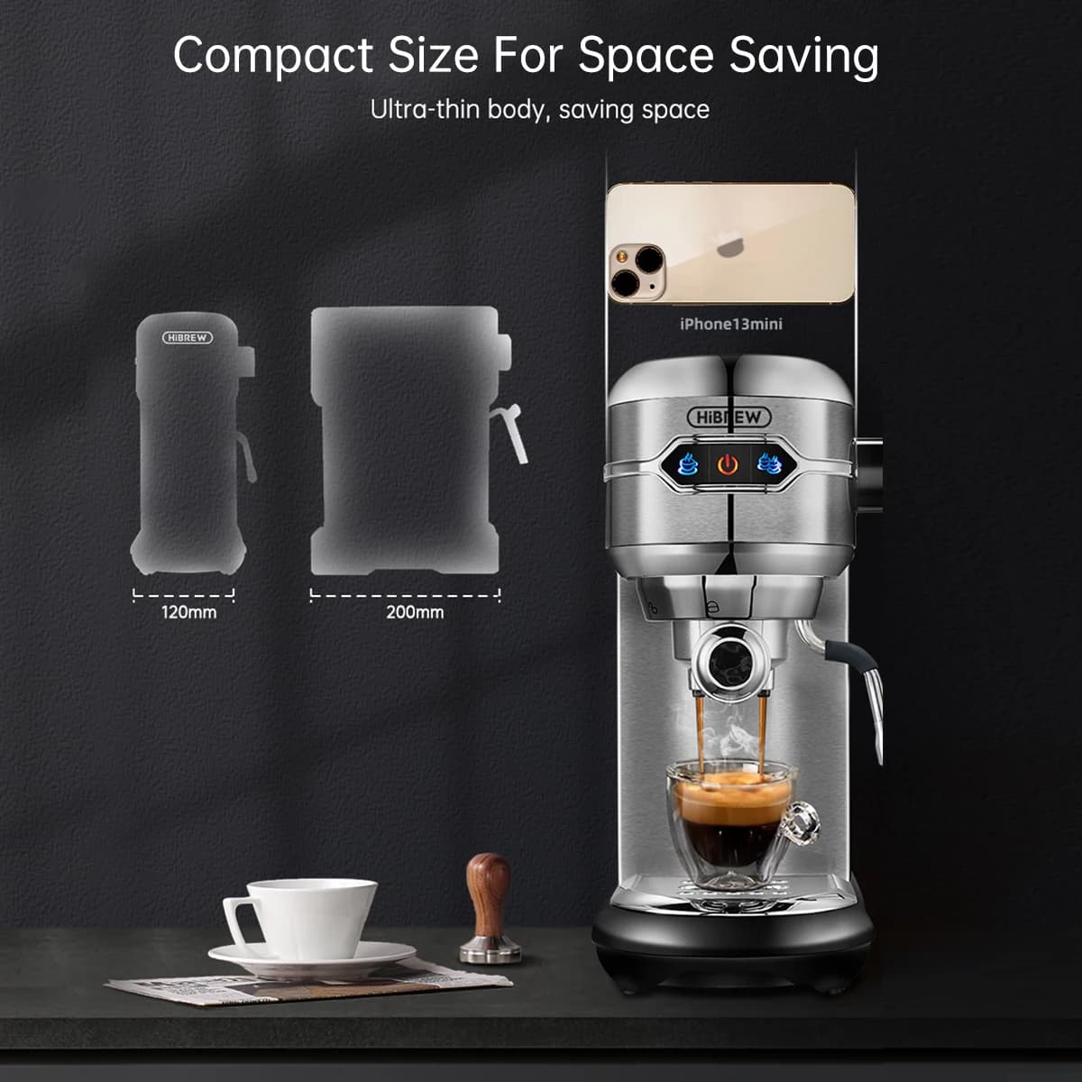 Hiinvasif W Cafetière, Inox Semi-existent, Dosette ESE Super Mince, Expresso en Poudre, Machine à Ca