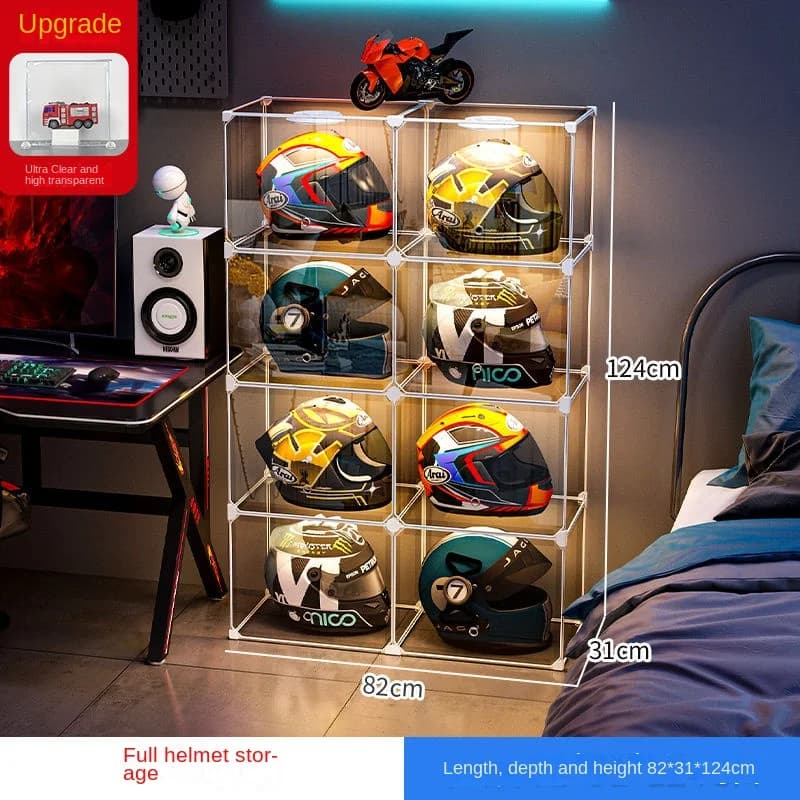 Casque de moto à valeur qualifiée ale élevée, rangement anti-poussière, chapeau T1, armoire d'exposi