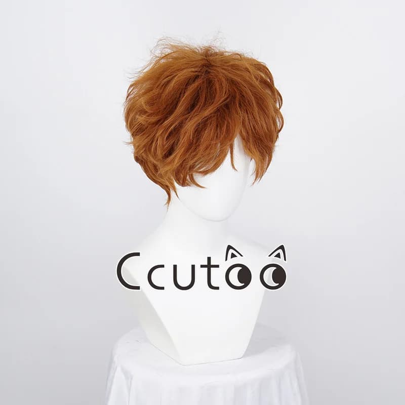 Anime culotte et bas avec porte-jarretelles Burifu Cosplay perruque 30 cm court Orange cheveux boucl