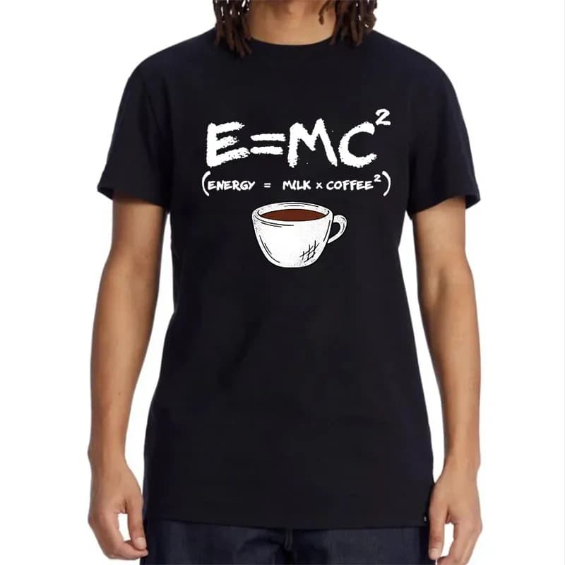 T-shirt d'été pour hommes 100% coton décontracté drôle énergie = lait + café imprimé hommes Cool amp