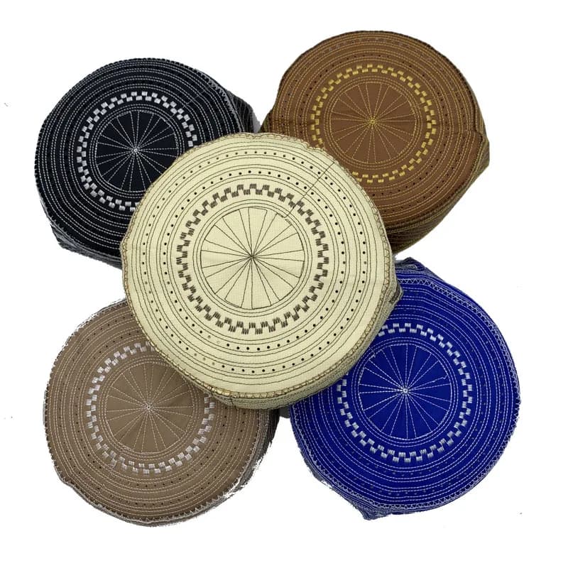 Chapeau de prière pour hommes musulmans, broderie en coton, chapeaux pour Ramadan islamique, accesso