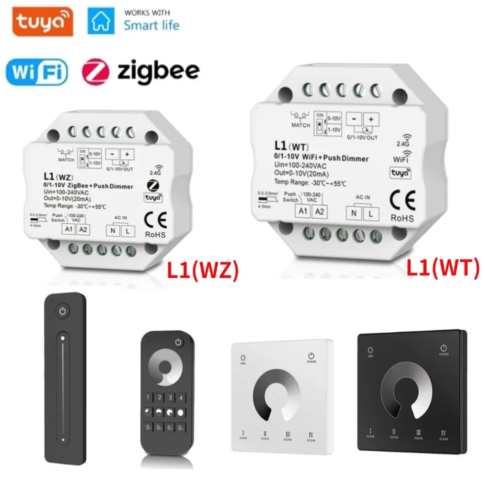 0/1-10V Tuya Smart WiFi Zigbee LED variateur contrôleur Push variateur R11/L1(WT)/L1(WZ)/RT6/TW1 vie