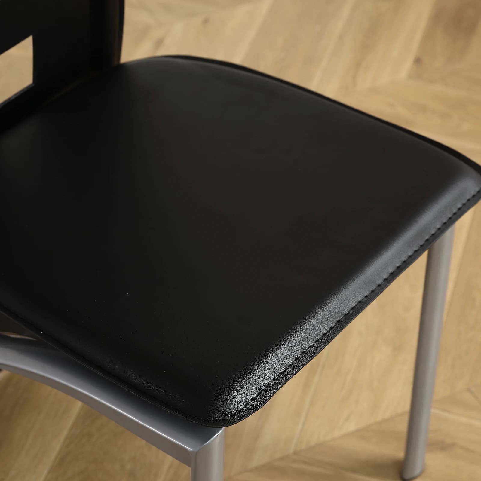 Dossier long carré creux en cuir PU, décoration de chaise de salle à manger, tube rond, coussin noir
