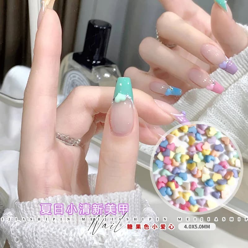100 pièces Nail Art Mini coeur breloques 4x5mm mélange/résine blanche mignon strass en forme de coeu