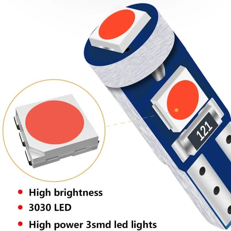 10X T5 3SMD LED Super Bright 3030LED voiture tableau de bord LED voiture lumière intérieure Auto côt