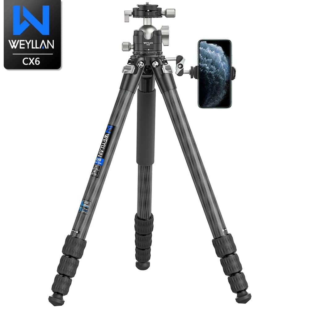 Trépied professionnel CX6 pour appareil photo reflex numérique, fibre de carbone, 10 couches, rotule