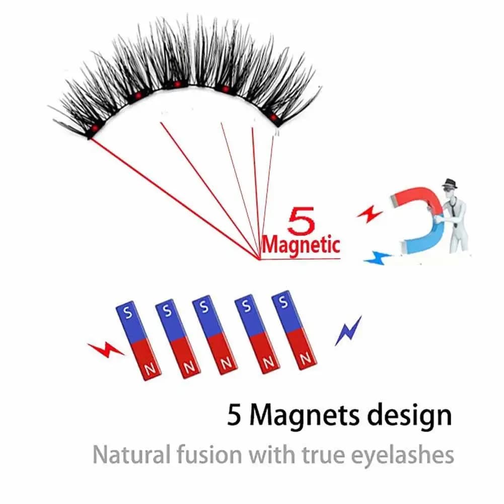 Cils magnétiques naturels 3D, avec 5 cils magnétiques, boîte d'expédition, faux cadeau fait à la mai