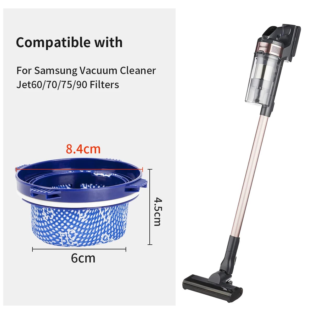 Filtre à vide DJ97-02649A pour aspirateur Samsung Jet 60, Jet 70, Jet 70 +, Jet 75, Jet 75 +, Jet 90