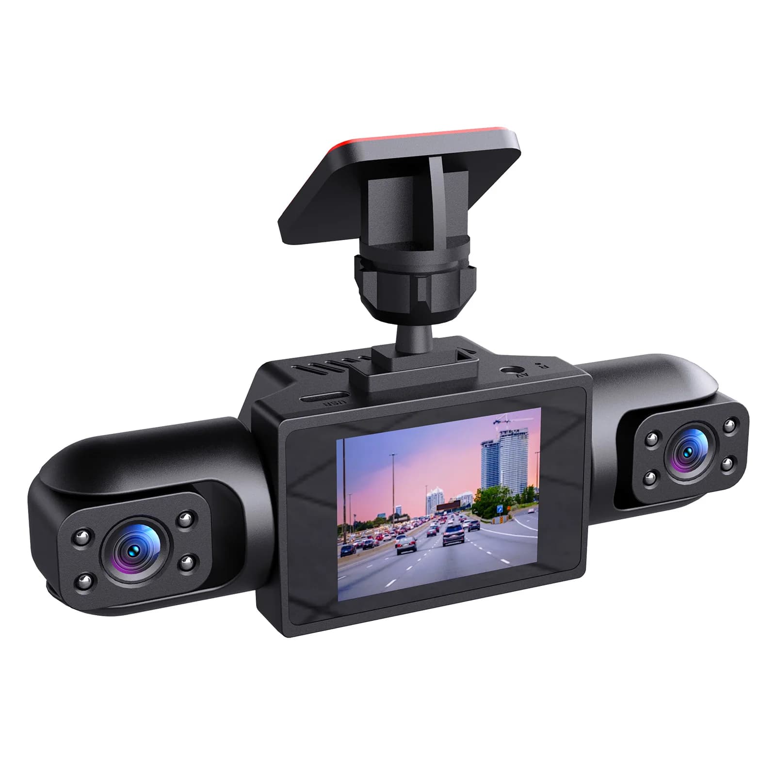 Caméra de tableau de bord de voiture 4 canaux 1080P, caméra avant et arrière, intérieur gauche et dr