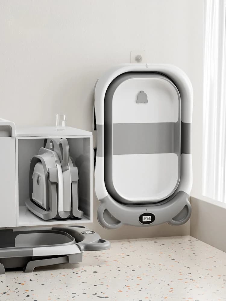 Baignoire de voyage portable, baignoire pliable pour bébé, avec thermomètre et 1 coussin flottant do
