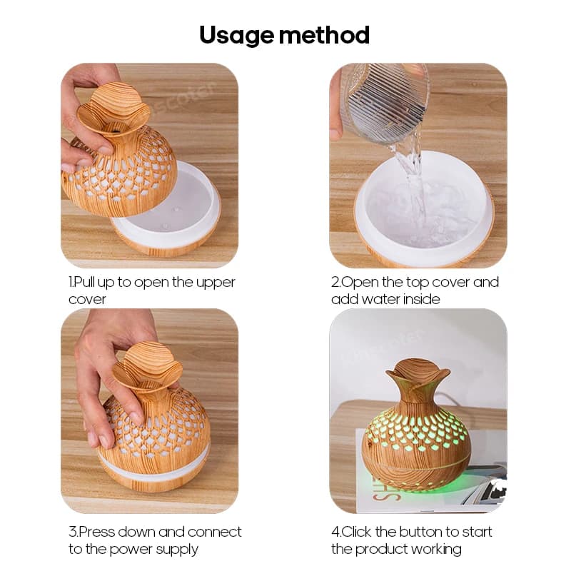 Humidificateur à Grain de bois 300ml, diffuseur d'arôme USB, atomiseur, humidificateur domestique, I
